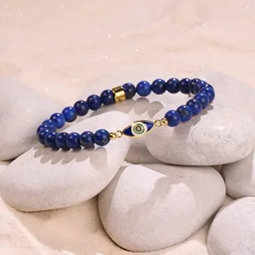Stylish Lapis Lazuli Evil Eye Charm Bracelet for Her