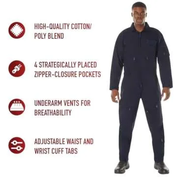 Rothco Men's Pilot Coveralls - Comfortable Navy Jumpsuit
