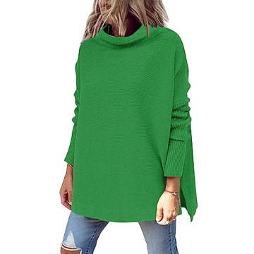 LILLUSORY Women's Mock Turtleneck Sweater Oversized Long Sleeve Casual Knit Pullover Tunic Tops Wear...