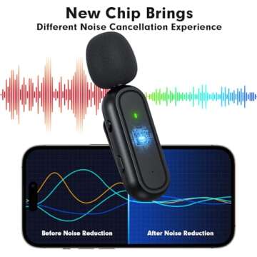 2-Pack Wireless Lavalier Microphone for iPhone iPad Android Included Charging Case & Jack Adapter, N...
