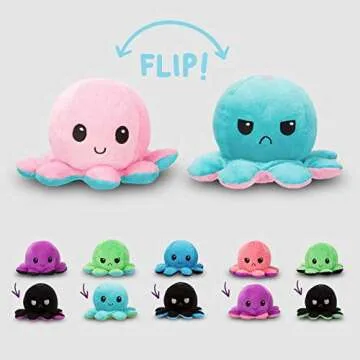 TeeTurtle Reversible Octopus Plushie for Emotional Expression