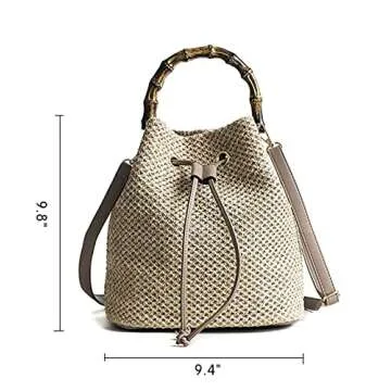 Stylish QZUnique Straw Bucket Bag for Women Summer Fun