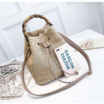 Stylish QZUnique Straw Bucket Bag for Women Summer Fun