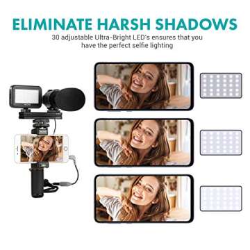 Movo Vlog Kit V7 - YouTube Starter Kit with Grip, Stereo Microphone, Light and Wireless Remote Vlogging Kit for iPhone for YouTube, TikTok, Vlogging Equipment for iPhone/Android - iPhone Vlogging Kit