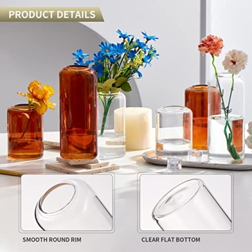 FORYILLUMI Hand Blown Glass Bud Vases Set for Home Decor