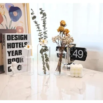 FORYILLUMI Hand Blown Glass Bud Vases Set for Home Decor