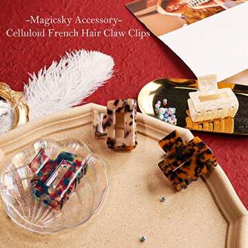 MagicSky 4PCS Hair Claw Clips, Acrylic Hair Banana Barrettes, Celluloid French Butterfly Jaw Clips, ...