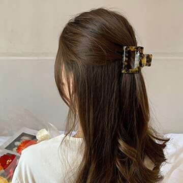 MagicSky 4PCS Hair Claw Clips, Acrylic Hair Banana Barrettes, Celluloid French Butterfly Jaw Clips, Tortoise Shell Grip Pin Teeth Clamp -Leopard print Stylish Hair Accessories for Women Girls