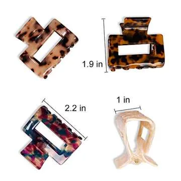MagicSky 4PCS Hair Claw Clips, Acrylic Hair Banana Barrettes, Celluloid French Butterfly Jaw Clips, Tortoise Shell Grip Pin Teeth Clamp -Leopard print Stylish Hair Accessories for Women Girls
