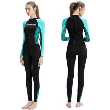 Dive Skins Full Body Swimsuit Wetsuit Scuba Rash Guard Diving Suit for Women Men Adult, Long Sleeve Swimwear One Piece UV Protection Quick Dry Sunsuit for Surfing Snorkeling Kayaking