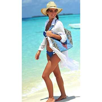 NFASHIONSO Women's V-Neck Swimsuit Beach Cover Up Shirt Bikini Beachwear Bathing Suit Beach Dress,White3