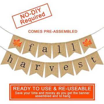 Fall Harvest Banner Burlap | Rustic Fall Decorations | Fall Banner Burlap | Harvest Banner Burlap | ...