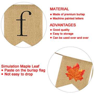 Fall Harvest Banner Burlap | Rustic Fall Decorations | Fall Banner Burlap | Harvest Banner Burlap | Indoor Outdoor Home Mantle Fireplace Fall Thanksgiving Decor