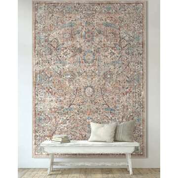 Well Woven Asha Collection Elegant Ivory & Blue Oriental 3x5 Rug Perfect for Living Room Dining Room...