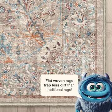 Elegant Ivory & Blue Oriental Rug for All Spaces