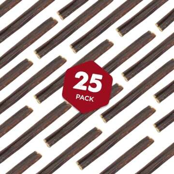 Best Bully Sticks 6 Inch Gullet Sticks - 25 Count (Pack of 1) - Natural, Thin, Hollow Esophagus Snack, Rawhide Alternative