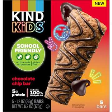 KIND Kids Snacks, Chocolate Chip Bar, Tree Nut and Peanut Free, Gluten Free, Whole Grains and Oats, ...