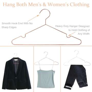 Koobay 16.5" Rose Gold Copper Clothes Hangers - 60 Pack