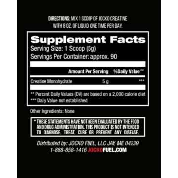Jocko Fuel Creatine Monohydrate Powder - Creatine for Men & Women, Supplement for Athletic Performance & Muscle Health, 90 Servings 16 oz (Unflavored) (16 OZ JAR)