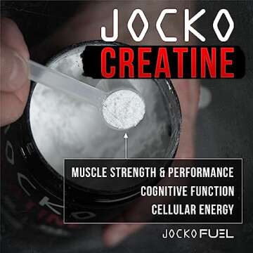Jocko Fuel Creatine Monohydrate Powder - Creatine for Men & Women, Supplement for Athletic Performance & Muscle Health, 90 Servings 16 oz (Unflavored) (16 OZ JAR)