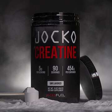 Jocko Fuel Creatine Monohydrate Powder - Creatine for Men & Women, Supplement for Athletic Performance & Muscle Health, 90 Servings 16 oz (Unflavored) (16 OZ JAR)