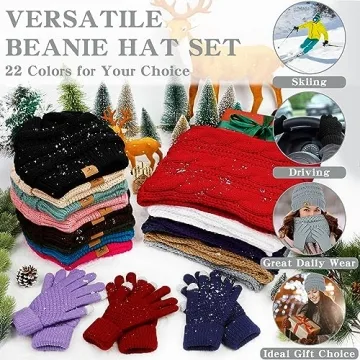 Warm Fleece Winter Beanie, Scarf, Gloves Set for All
