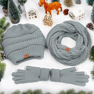 Warm Fleece Winter Beanie, Scarf, Gloves Set for All