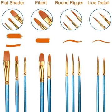 10-Piece Acrylic Paint Brush Set for Artists - High Quality