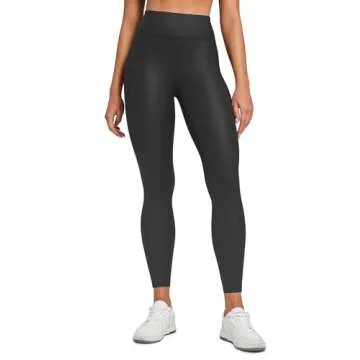 CRZ YOGA Butterluxe Women Matte Faux Leather Leggings with Back Pockets 25" - High Waist Stretch Ple...