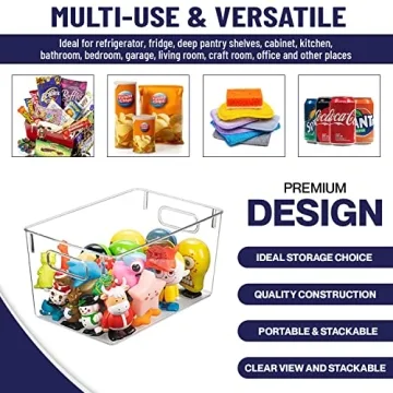 Sturdy Clear Plastic Storage Bins 10 x 6 x 5 for Home Organization