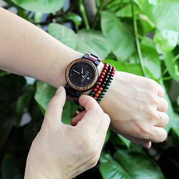 BOBO BIRD Unique Mens Wooden Watch with Date Display