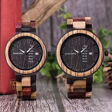 BOBO BIRD Unique Mens Wooden Watch with Date Display