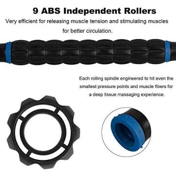 Yansyi Muscle Roller Stick for Athletes - Body Massage Stick - Release Myofascial Trigger Points Reduce Muscle Soreness Tightness Leg Cramps & Back Pain for Physical Therapy & Recovery (Blue 1)