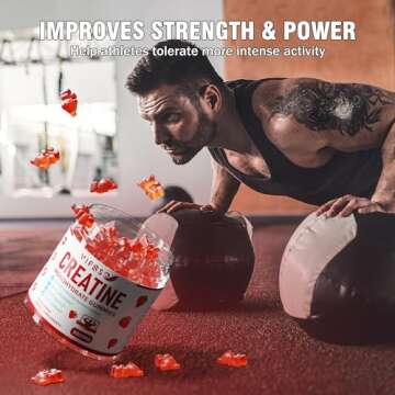 VIFSSG Creatine Monohydrate Gummies 5 g for Men & Women, 120 Sugar Free Gummies with 200 Mg Magnesium Glycinate, 200 Mg L-Threonate for Muscle Support, Energy Boost