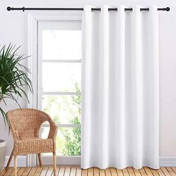NICETOWN Sliding Door Curtain Window Treatment, Energy Smart Thermal Insulated Extra Wide Solid Blac...