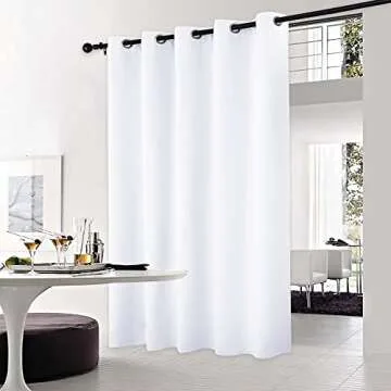 NICETOWN Sliding Door Curtain Window Treatment, Energy Smart Thermal Insulated Extra Wide Solid Blackout Curtain Drape for Patio Door (Pure White, W70 x L84)