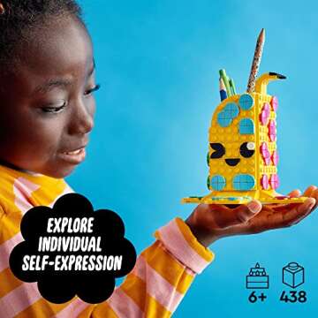 LEGO 41948 DOTS Cute Banana Pen Holder, Arts and Crafts Set, Toy Pencil Pot Desk Organizer, DIY Bedr...