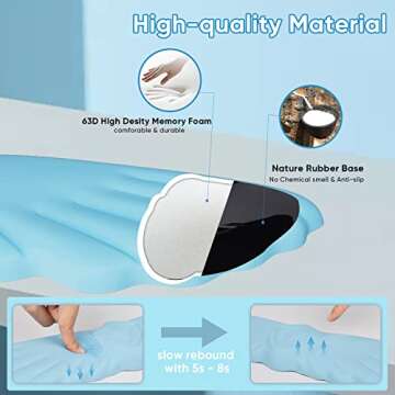 Angel Wing Cloud Keyboard Wrist Rest, Soft Leather Memory Foam Keyboard Wrist Support for Pain Relief, Ergonomic Anti-Slip Computer Palm Rest for PC Gaming/Laptop/Hand Pad/Cute Desk(1-Wing Blue)