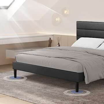 BONSOIR Modern Full Size Upholstered Bed Frame with Tufted Headboard