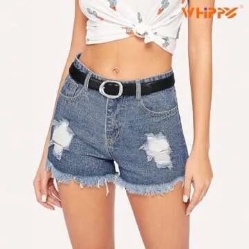 WHIPPY Women's Leather Belt with Elegant Silver Buckle