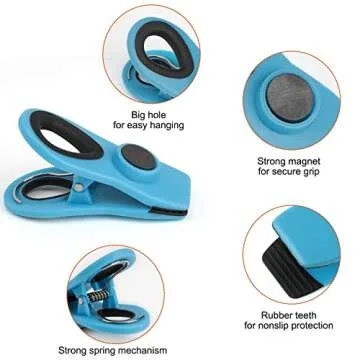 TACGEA Chip Clips, Magnetic Bag Clips with Air Tight Seal for Food Storage, 12 Pieces, Multicolor