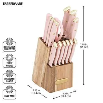 Elegant Farberware 15-Piece Knife Block Set for Home Chefs