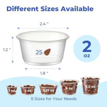 Fit Meal Prep 250 Pack 2 oz Jello Shot Cups with Lids, Disposable Souffle Portion Cups for Sauce