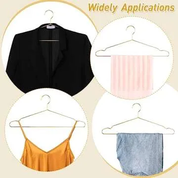 Wesiti 100 Pcs Stainless Steel Metal Hangers Wire Hangers for Clothes Strong Ultra Thin Space Saving Wire 17.7" Clothes Space for Coat Suit Bridal Boutique Dress Closet Dorm Clothing Rack(Gold)