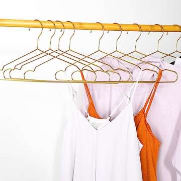 Wesiti 100 Pcs Stainless Steel Metal Hangers Wire Hangers for Clothes Strong Ultra Thin Space Saving Wire 17.7" Clothes Space for Coat Suit Bridal Boutique Dress Closet Dorm Clothing Rack(Gold)