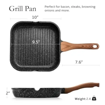 ESLITE LIFE 9.5 Inch Nonstick Grill Pan - Versatile Cooking