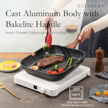 ESLITE LIFE 9.5 Inch Nonstick Grill Pan - Versatile Cooking