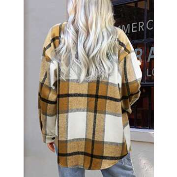 Beaully Plaid Flannel Shirts for Women Oversized Long Sleeve Button Down Buffalo Plaid Shirt Blouse ...