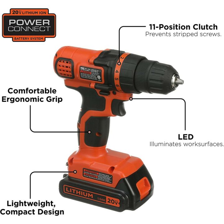 BLACK+DECKER 20V Max Drill & Tool Kit - 68 Pieces