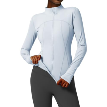 Gacaky Women's Slim Fit Workout Running Track Jackets Full Zip-up Yoga Athletic Jacket with Thumb Ho...